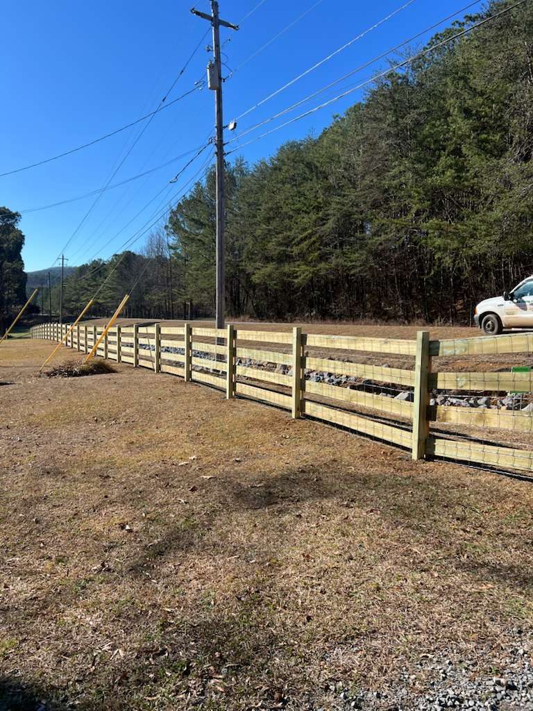 Board fence along a property line